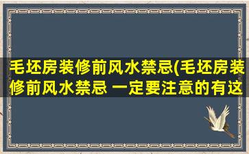 毛坯房装修前风水禁忌(毛坯房装修前风水禁忌 一定要注意的有这几点)